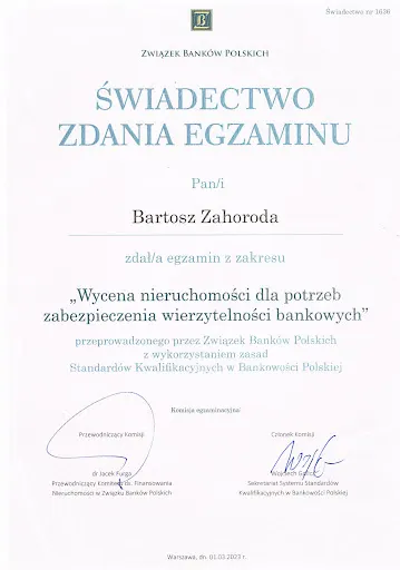 Wycena Nieruchomości Bartosz Zahoroda - Rzeczoznawca Majątkowy, Agent Nieruchomości
